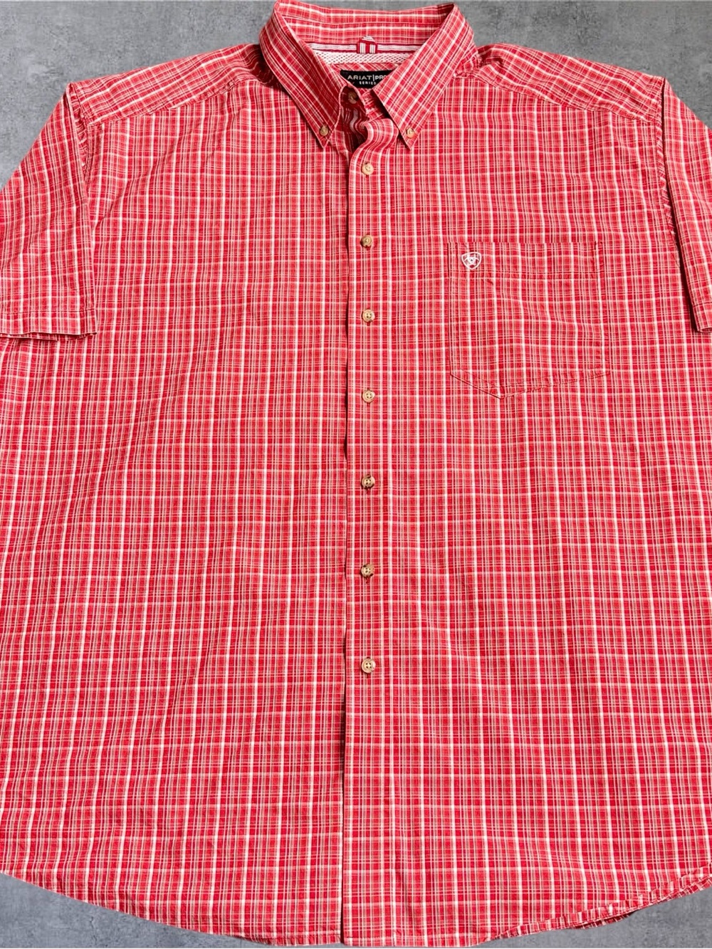 Ariat Pro Series Mens 3XL Red Plaid Short Sleeve Western Button Down Shirt